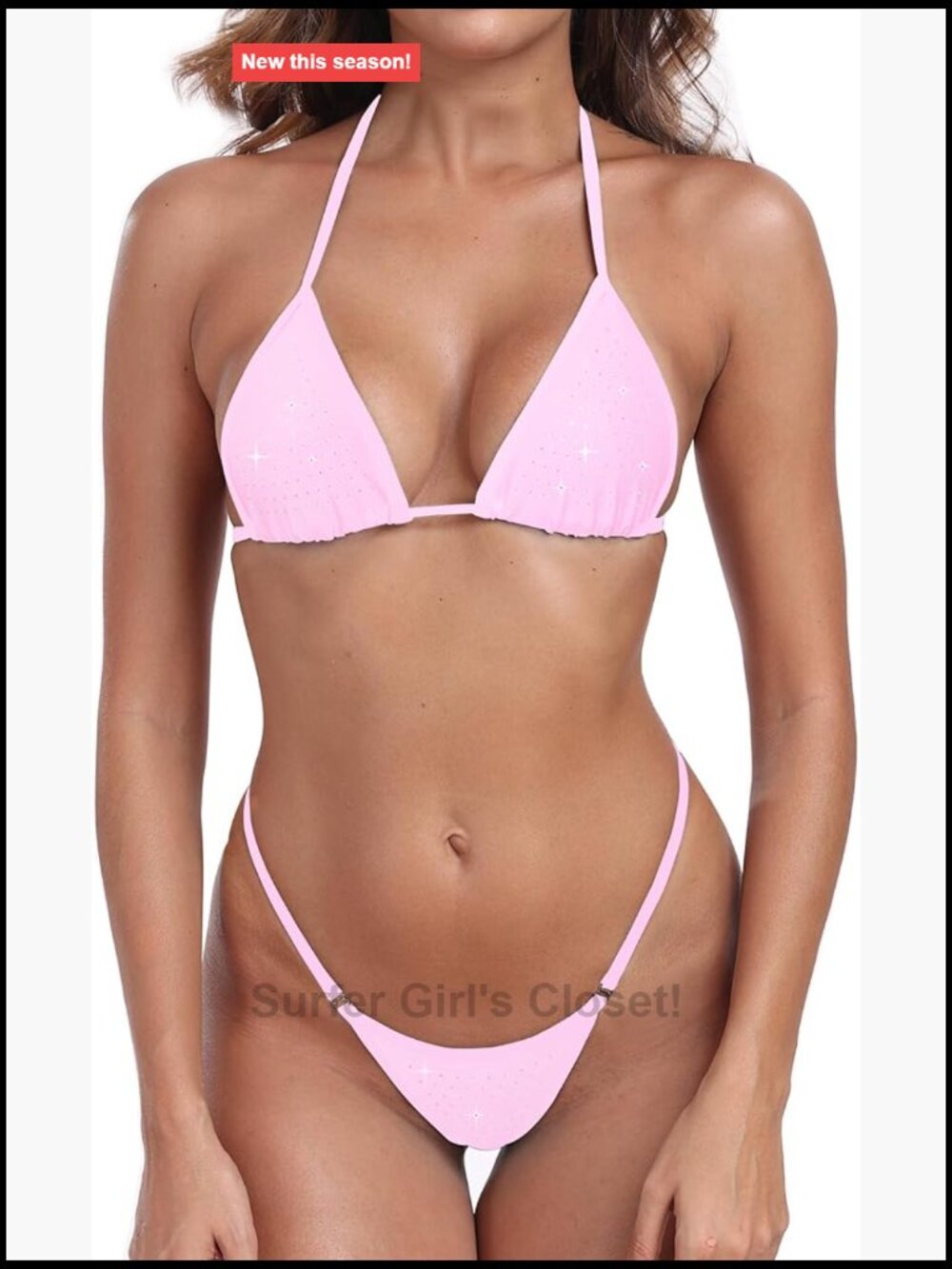 Crystal Embellished Micro Bikini Extreme G String Thong, Sparkle Mini Swimsuit,